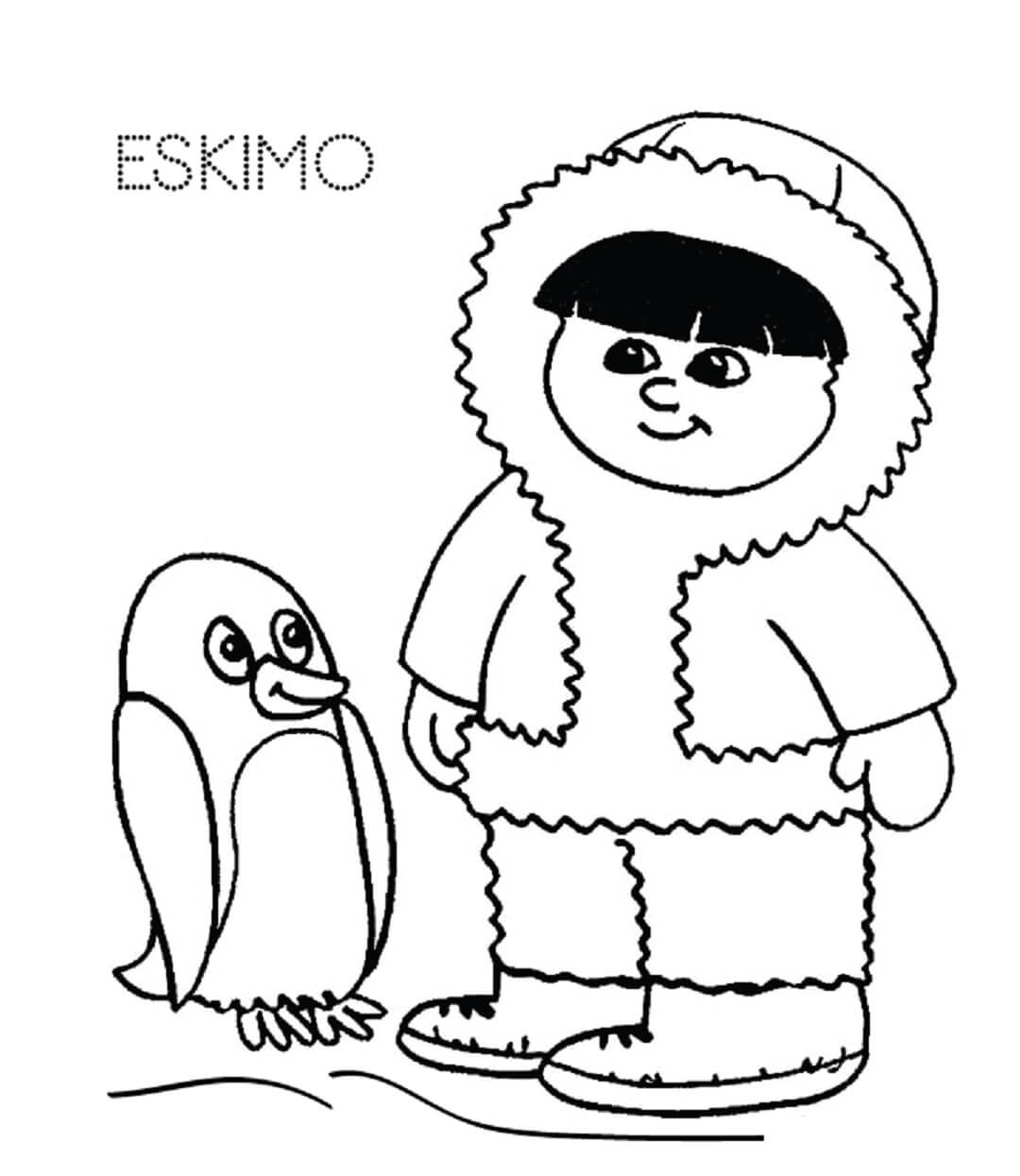 Desenhos de Esquimó E Pinguim para colorir