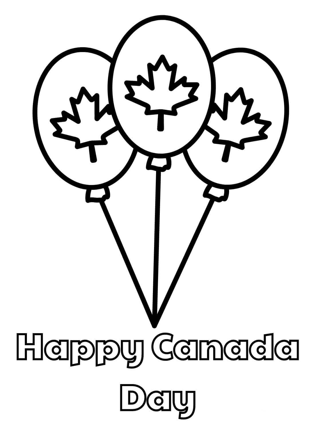 Desenhos de Três Balões No Dia Feliz Do Canadá para colorir