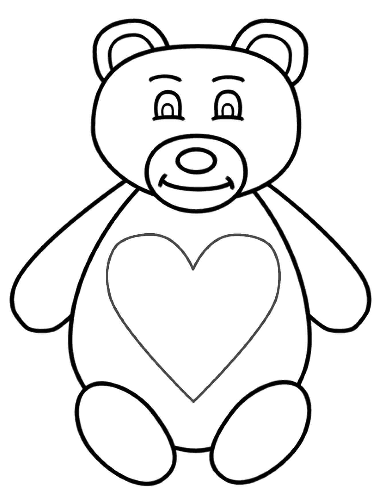 Desenhos de Ursinho De Coração para colorir