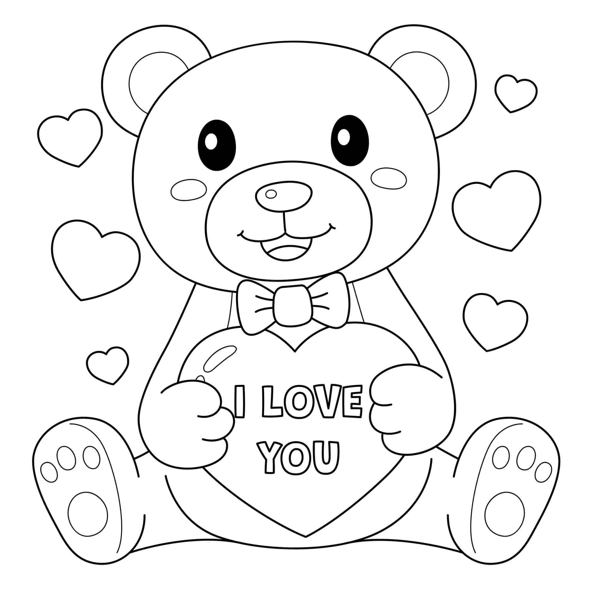 Desenhos de Ursinho No Dia Dos Namorados para colorir