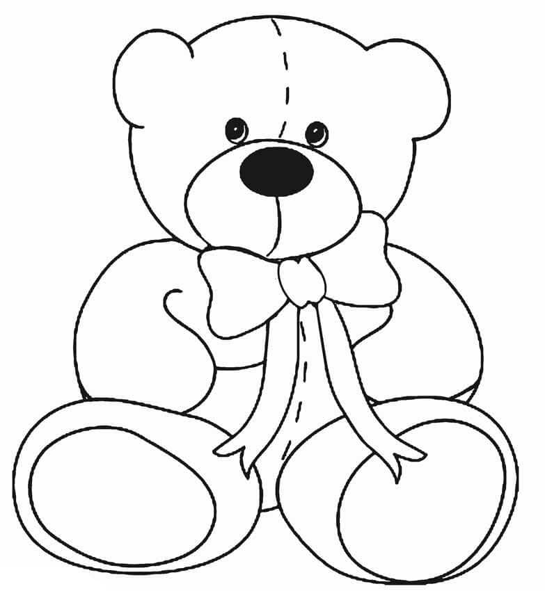 Desenhos de Urso De Pelúcia Com Laço para colorir