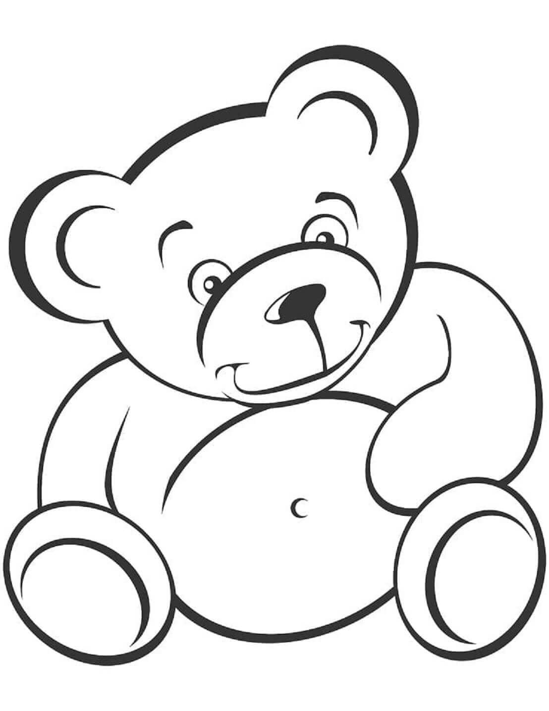 Urso De Pelúcia Sorridente Fácil para colorir