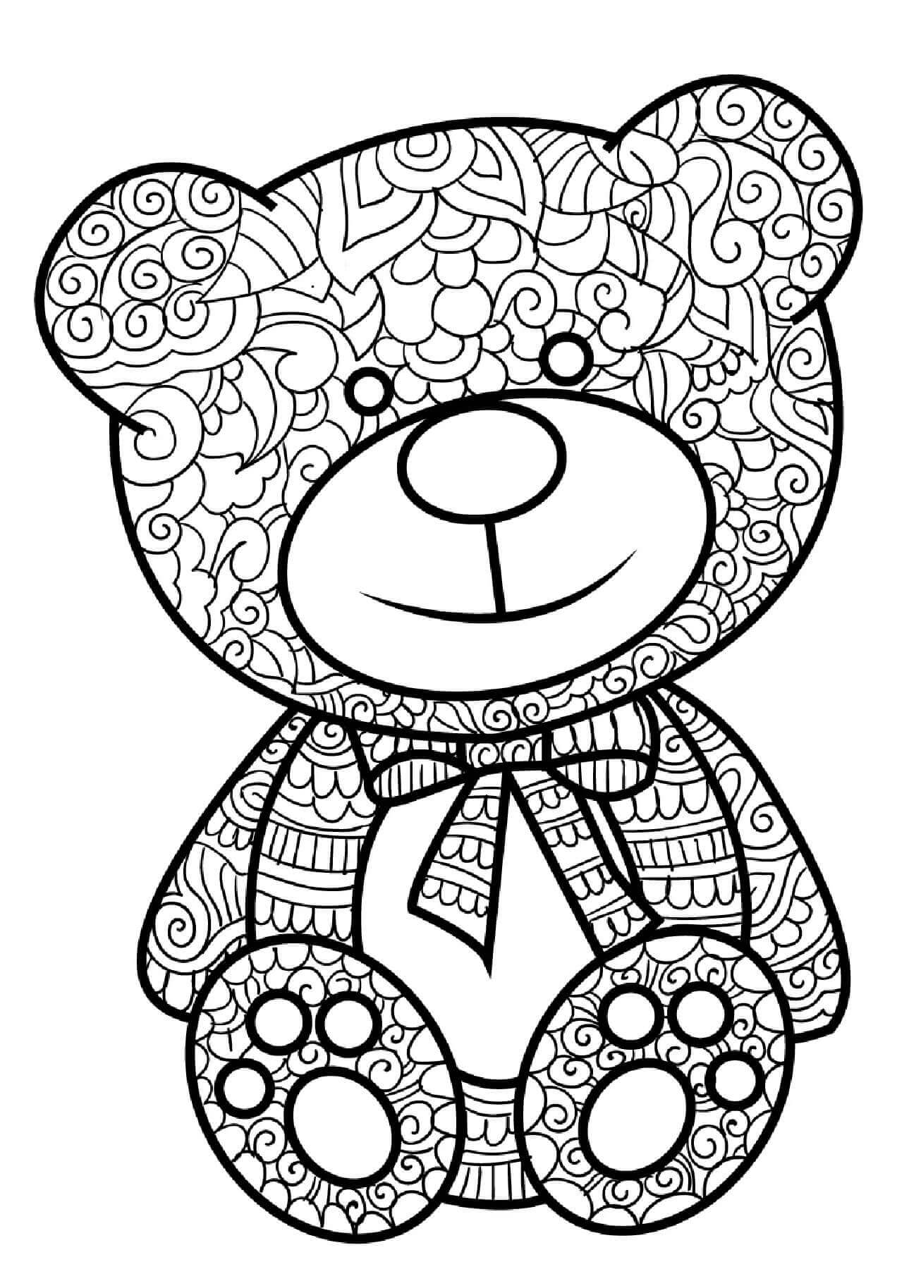 Desenhos de Urso De Pelúcia Zentangle para colorir