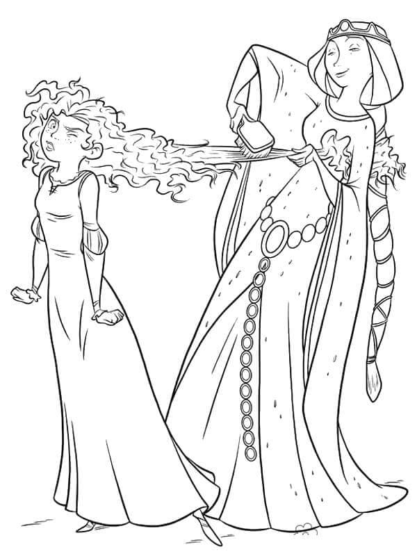 Desenhos de A Dura Vida De Uma Princesa é Pentear Cabelos Longos E Cacheados para colorir