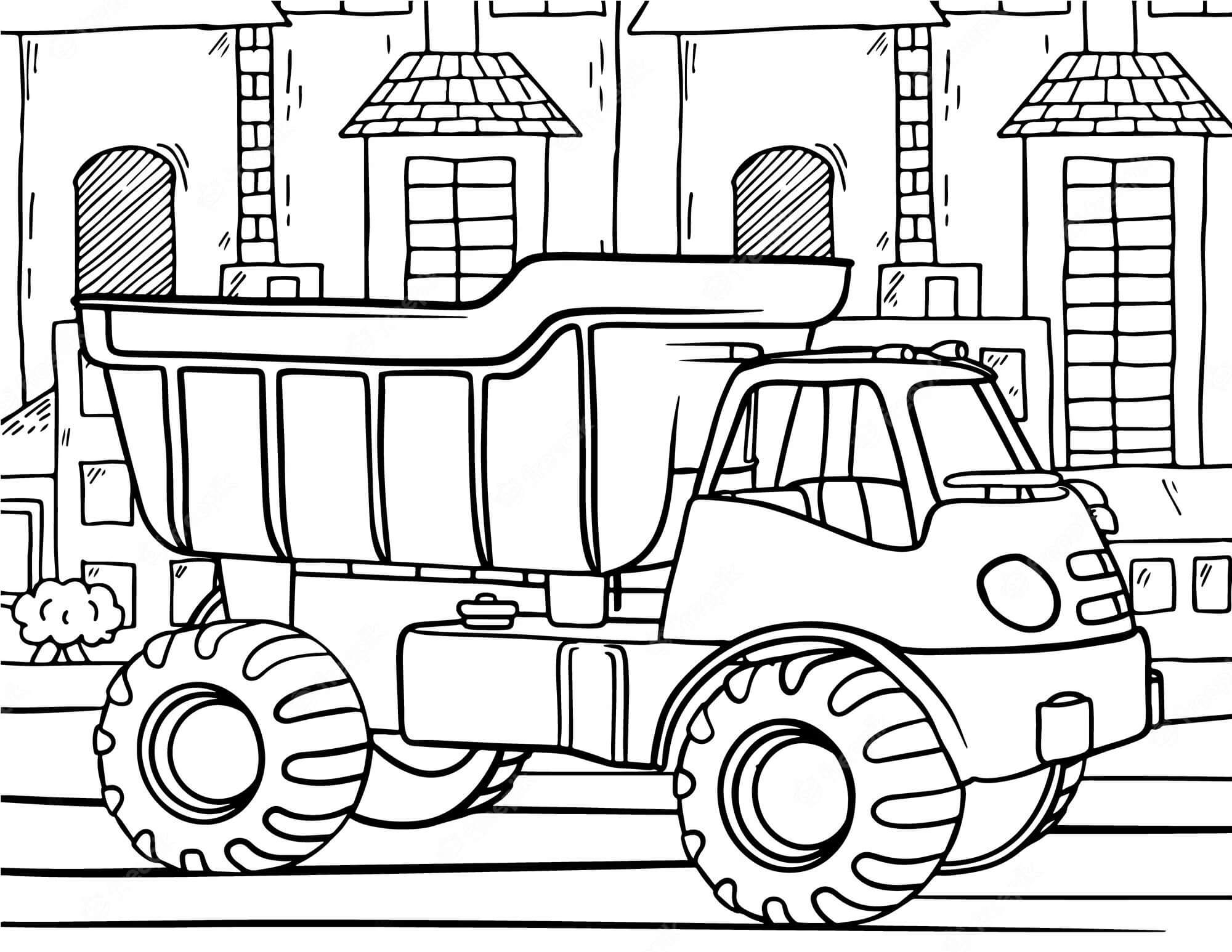 Desenhos de Caminhão Basculante Na Cidade para colorir