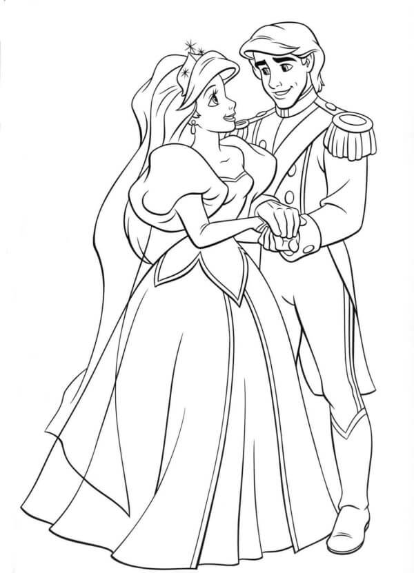 Desenhos de Casamento De Ariel E Eric para colorir