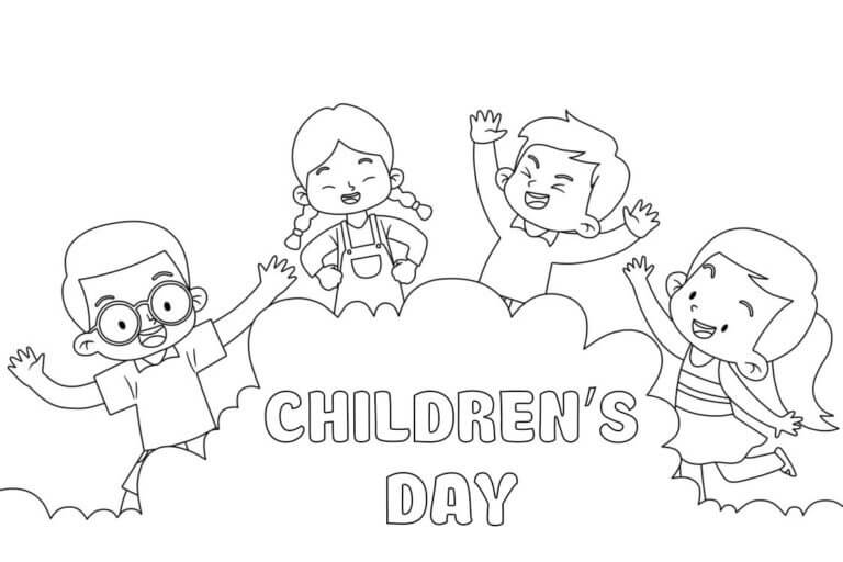 Dia Das Crianças Dos Quatro Filhos para colorir