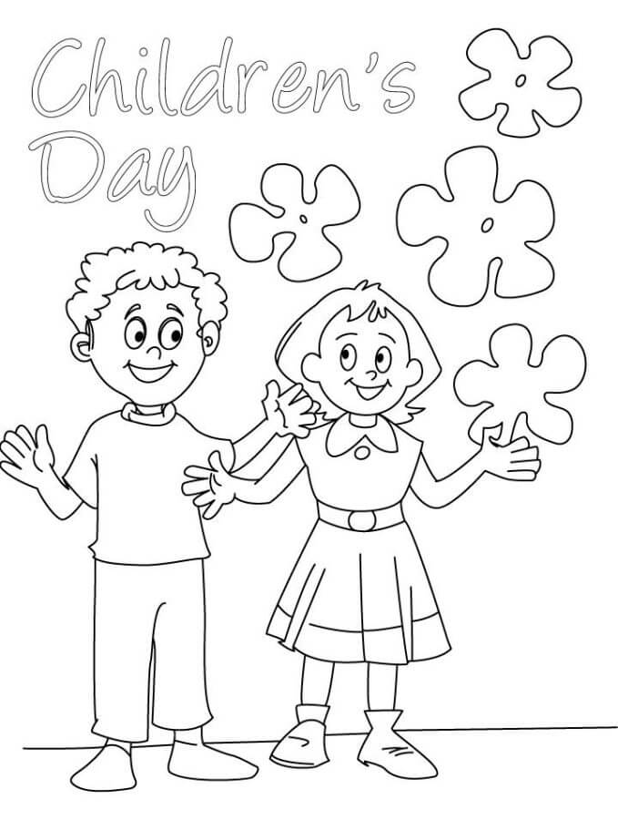 Desenhos de Diversão De Duas Crianças No Dia Das Crianças para colorir