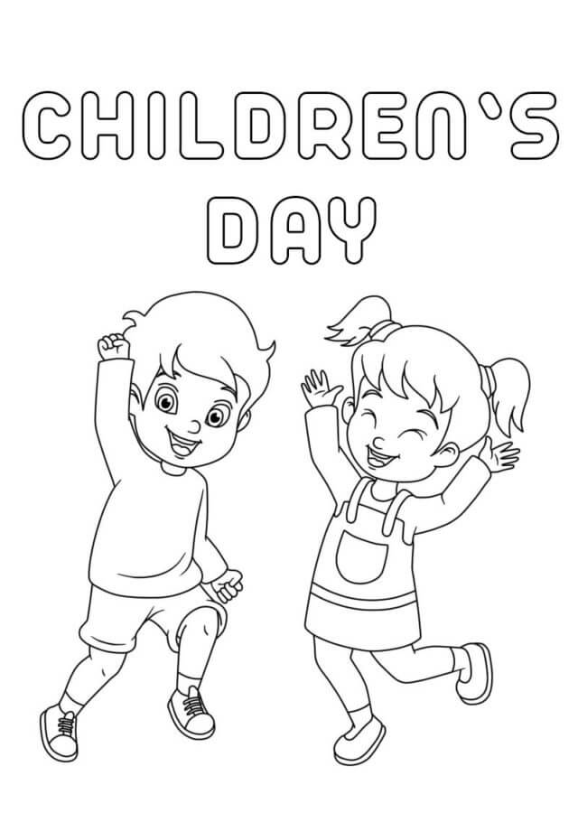 Desenhos de Duas Crianças No Dia Das Crianças para colorir