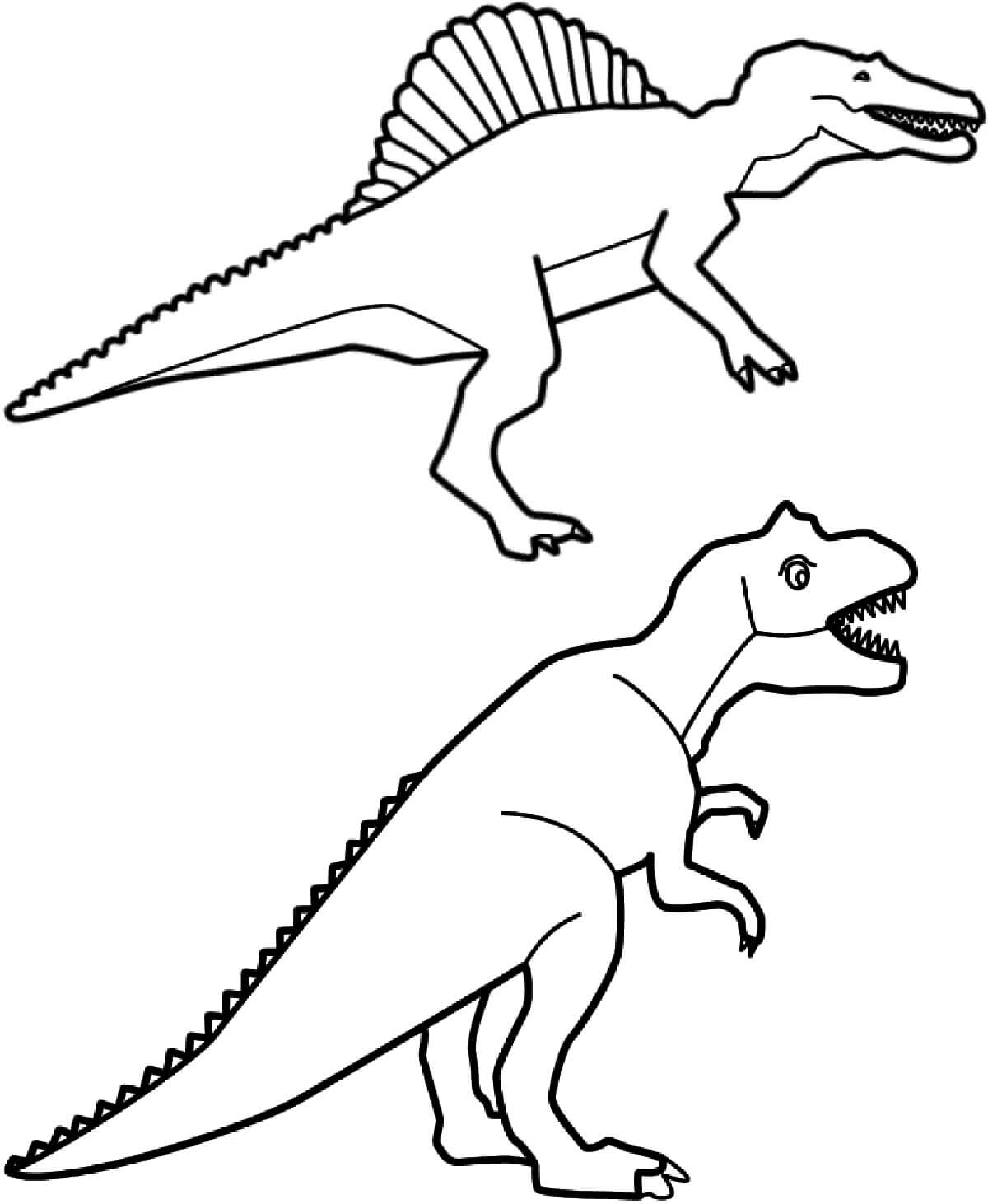 Desenhos de Espinossauro e T-Rex para colorir