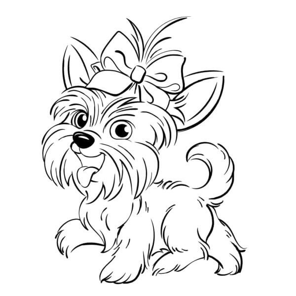 Desenhos de Filhote De cachorro Jojo Siwa Pequeno Com Um Laço Multicolorido para colorir