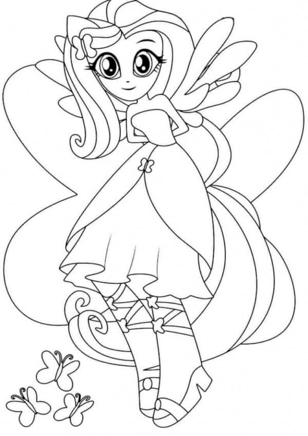 Desenhos de Fluttershy Garota Mágica Adora Borboletas Esvoaçantes para colorir