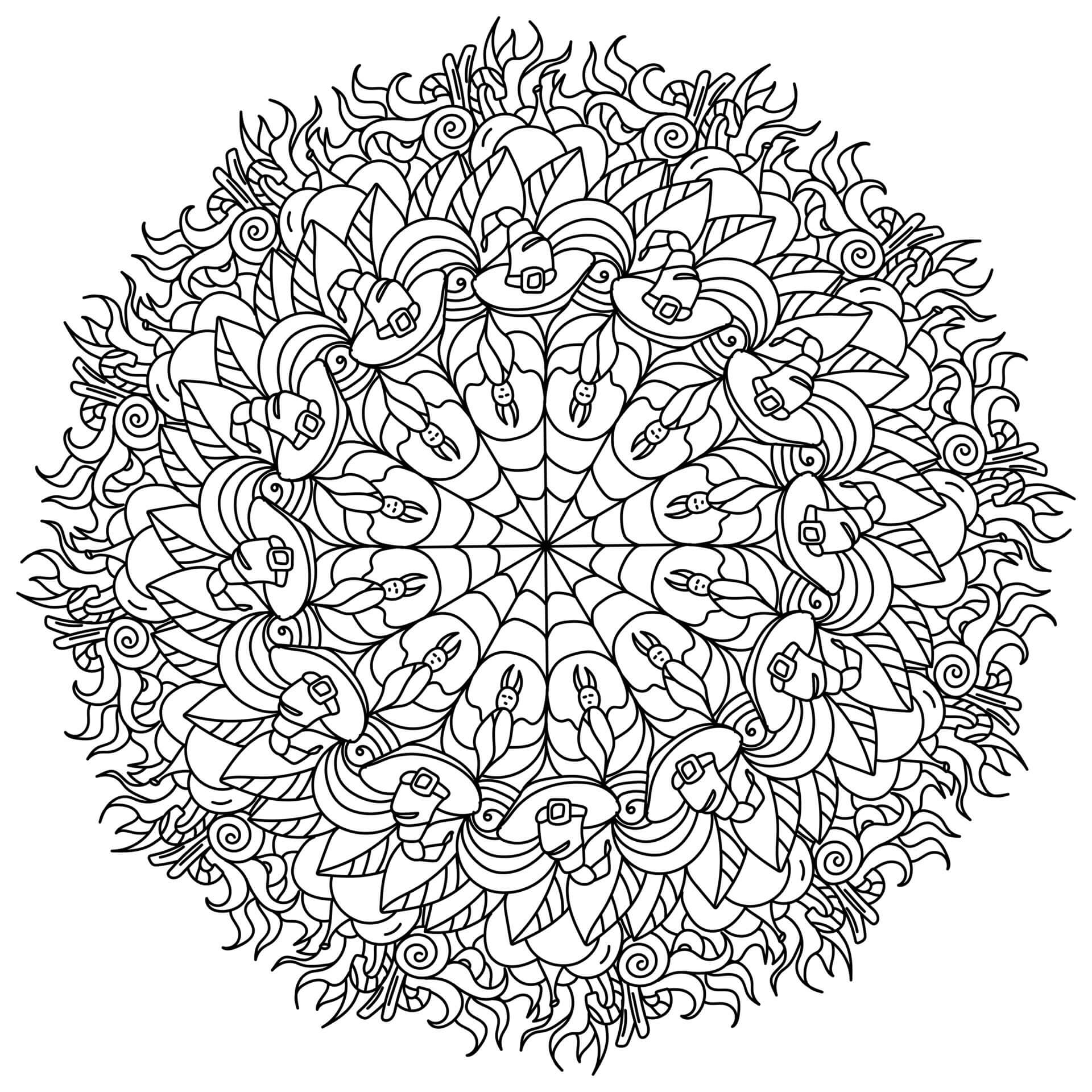 Desenhos de Mandala Básica Do Dia das Bruxas para colorir