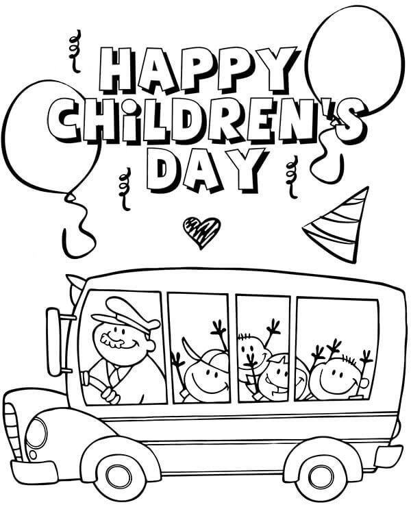 Ônibus Escolar No Dia Das Crianças para colorir