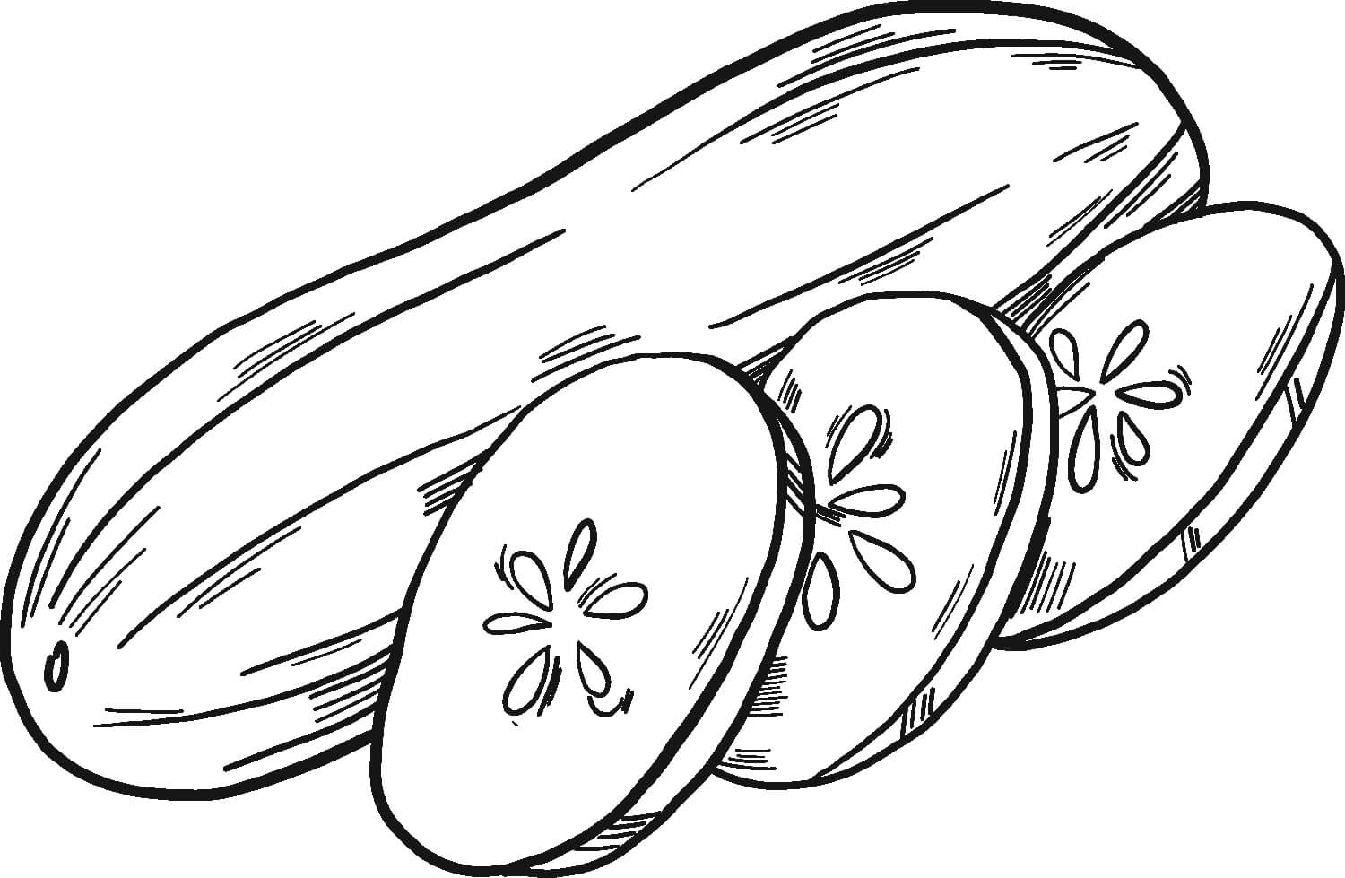 Desenhos de Pepino Fatiado para colorir