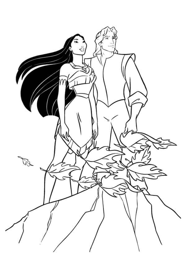 Desenhos de Pocahontas E Seu Amante para colorir