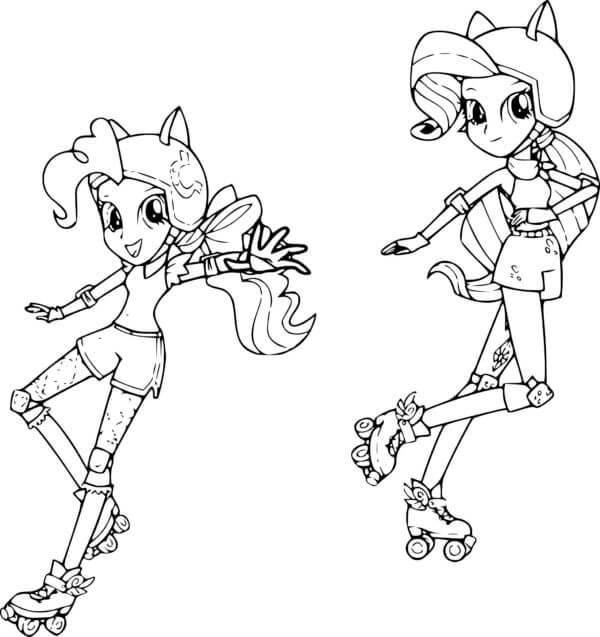 Desenhos de Princesas Aprendem A Andar De Patins para colorir