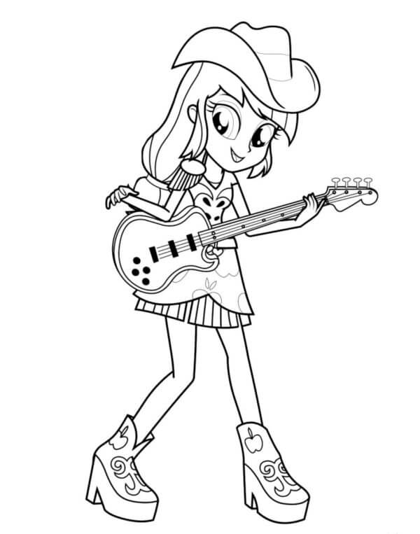 Desenhos de Profissionalmente Toca Guitarra Applejack para colorir