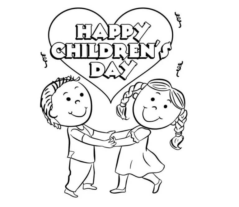 Desenhos de Sorrindo Duas Crianças No Dia Das Crianças para colorir