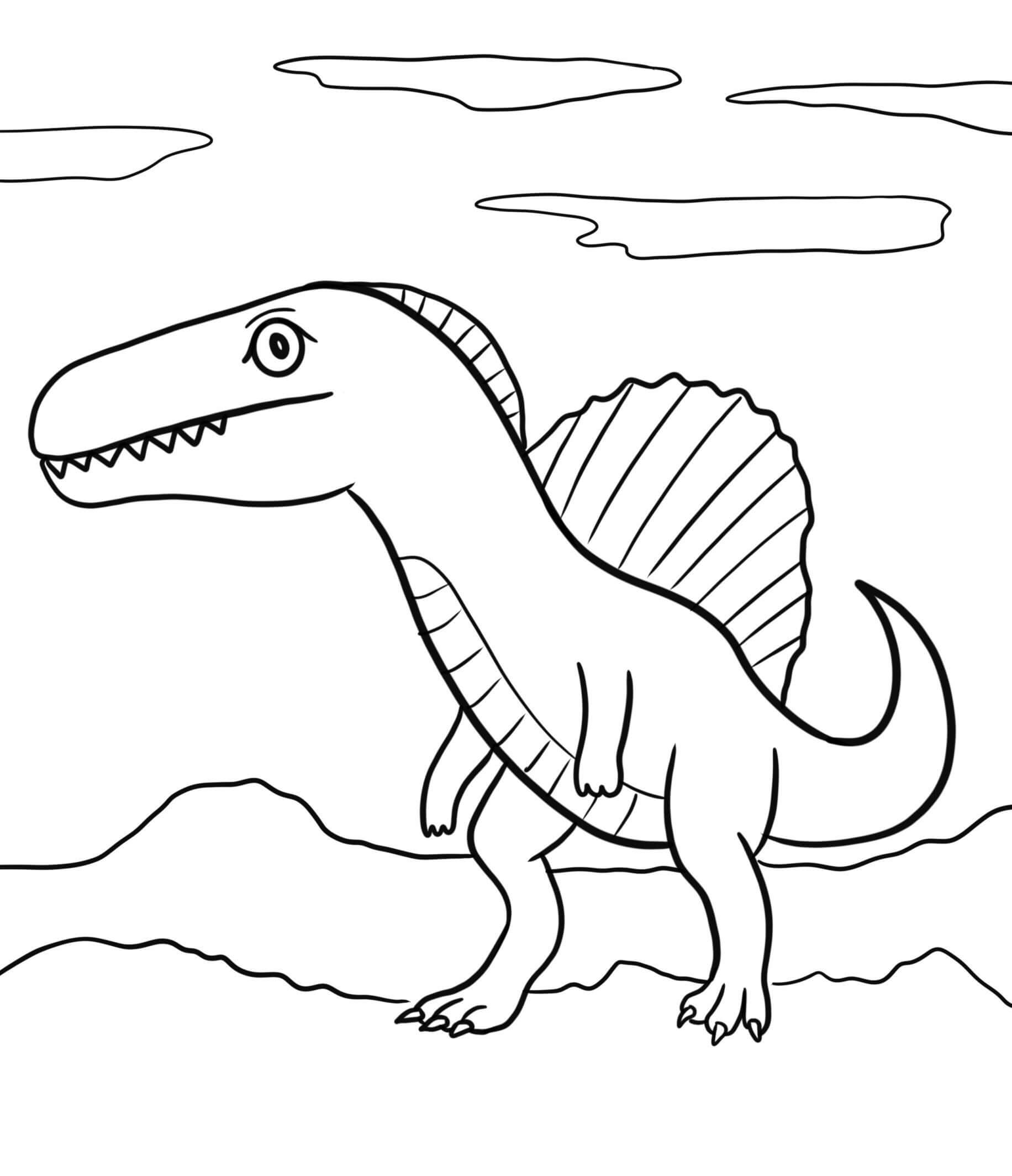 Spinosaurus Engraçado Com O Céu para colorir