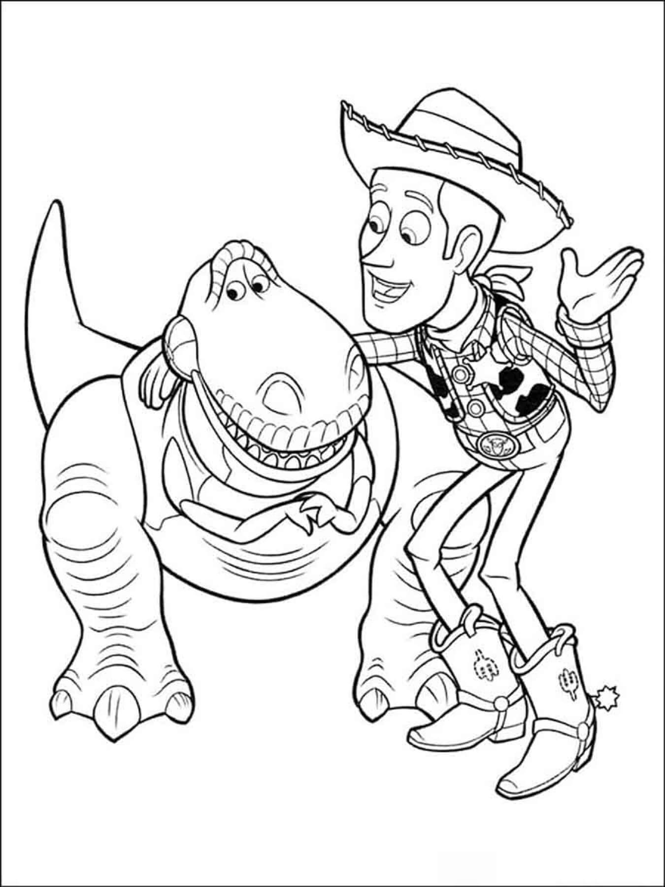 Woody e Rex para colorir