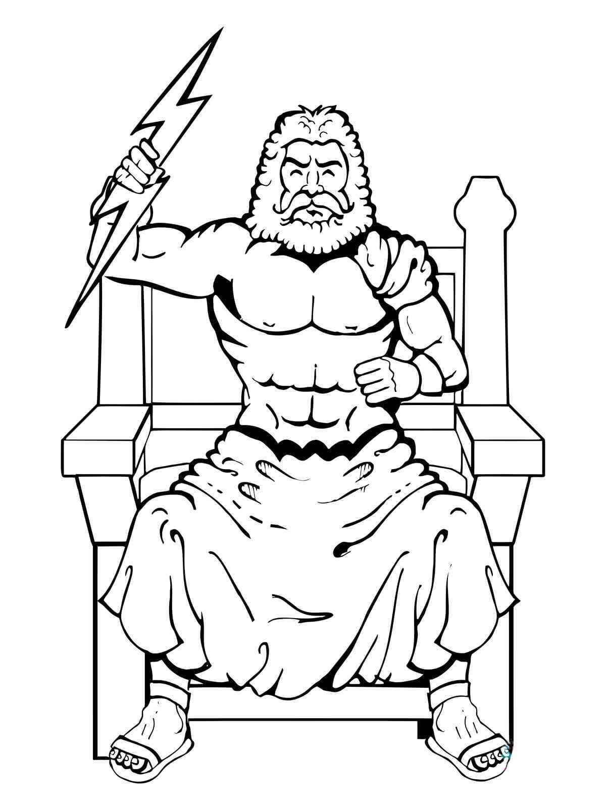 Zeus Sentado Na Cadeira para colorir