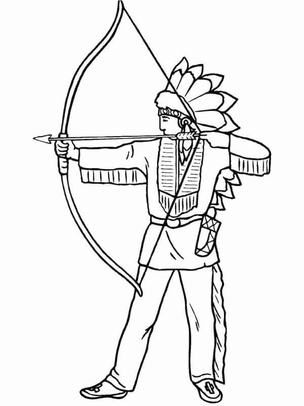 Arqueiro Guerreiro Indiano para colorir