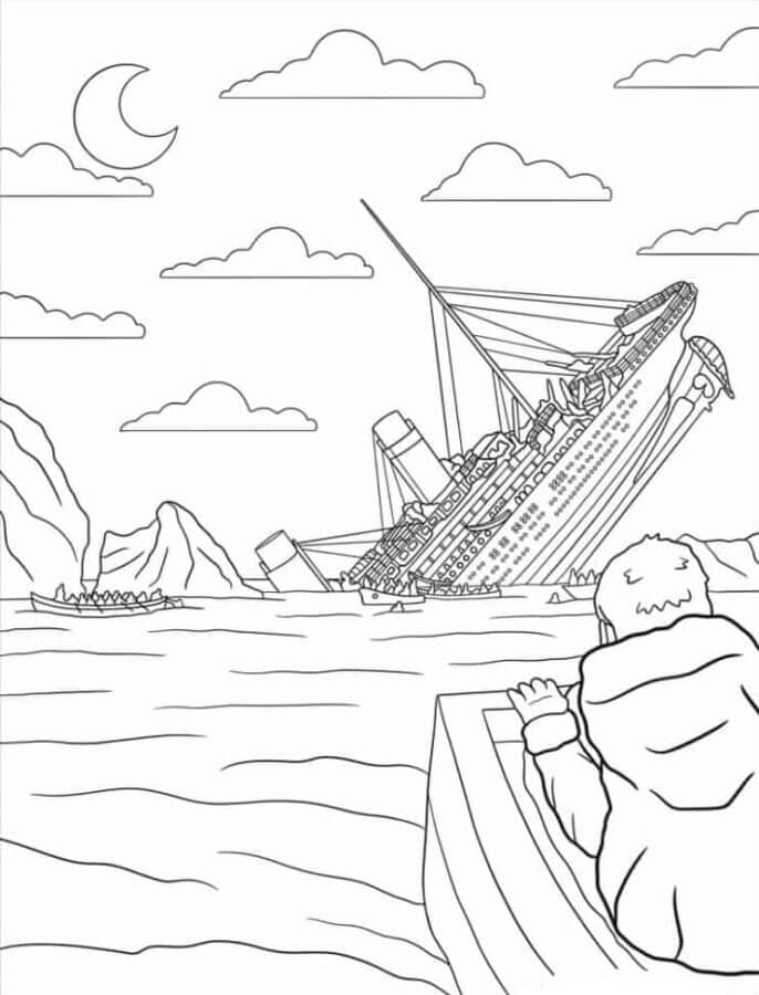 Desenhos de Assistindo o Navio Afundando para colorir