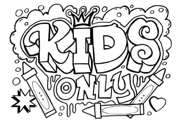 Desenhos de Até As Crianças podem pintar Graffiti Com Marcadores para colorir