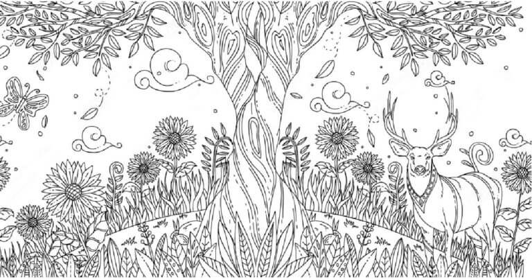Desenhos de Belo Veado Na Floresta para colorir