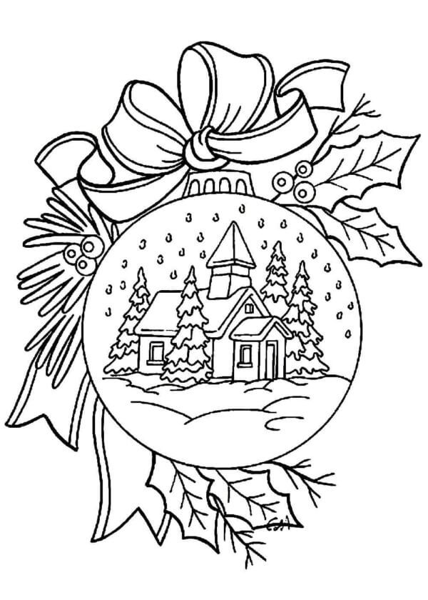 Desenhos de Bola Decorativa Para Decoração De Casa Para O Natal para colorir