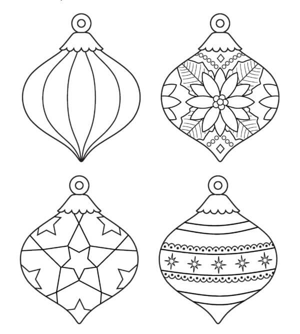 Desenhos de Bolas De Natal De Formato Incomum para colorir