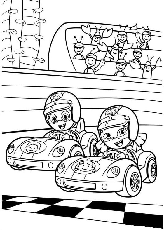 Carro De corrida Nonny E Amigo para colorir