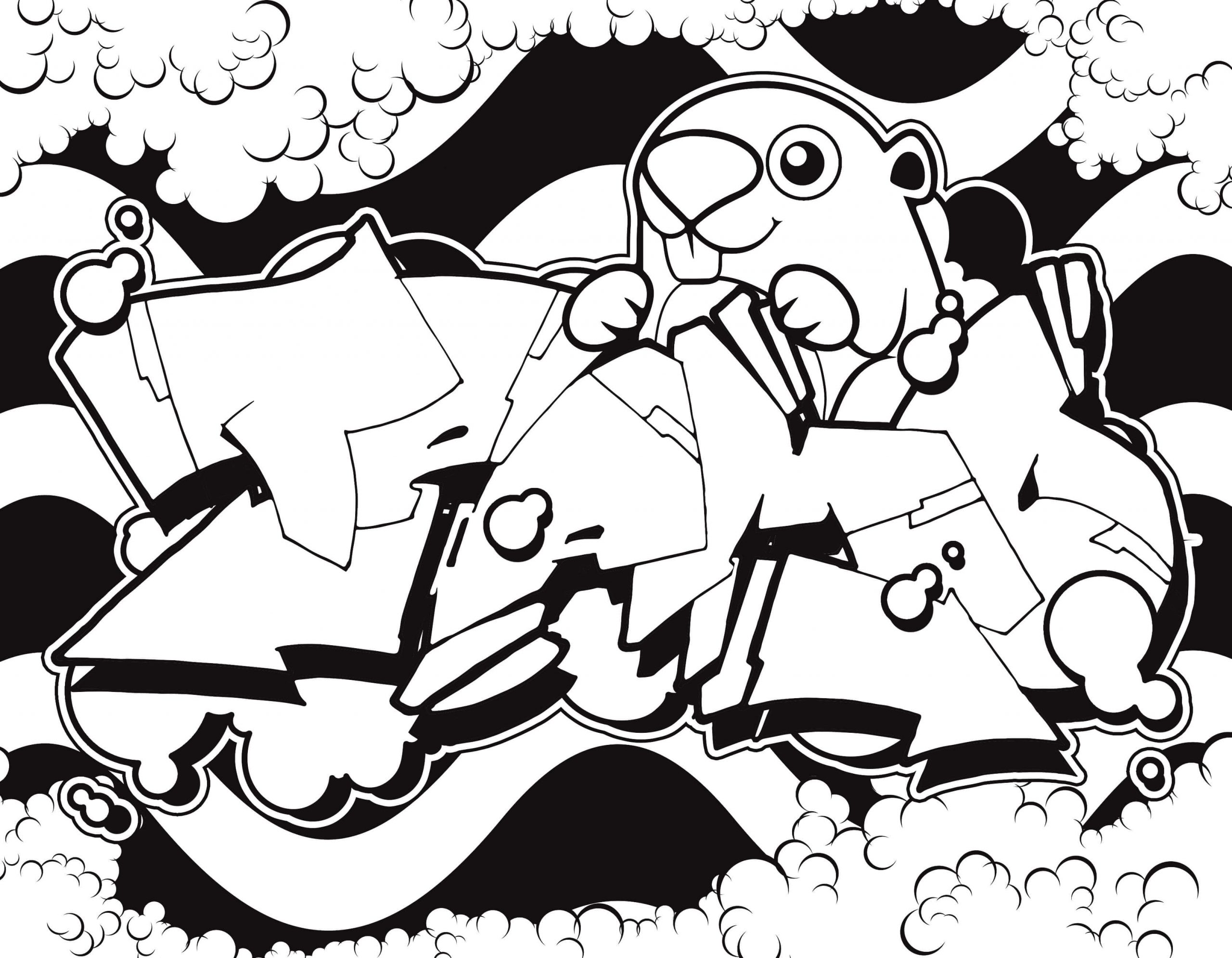 Desenhos de Castor Legal Em Graffiti para colorir