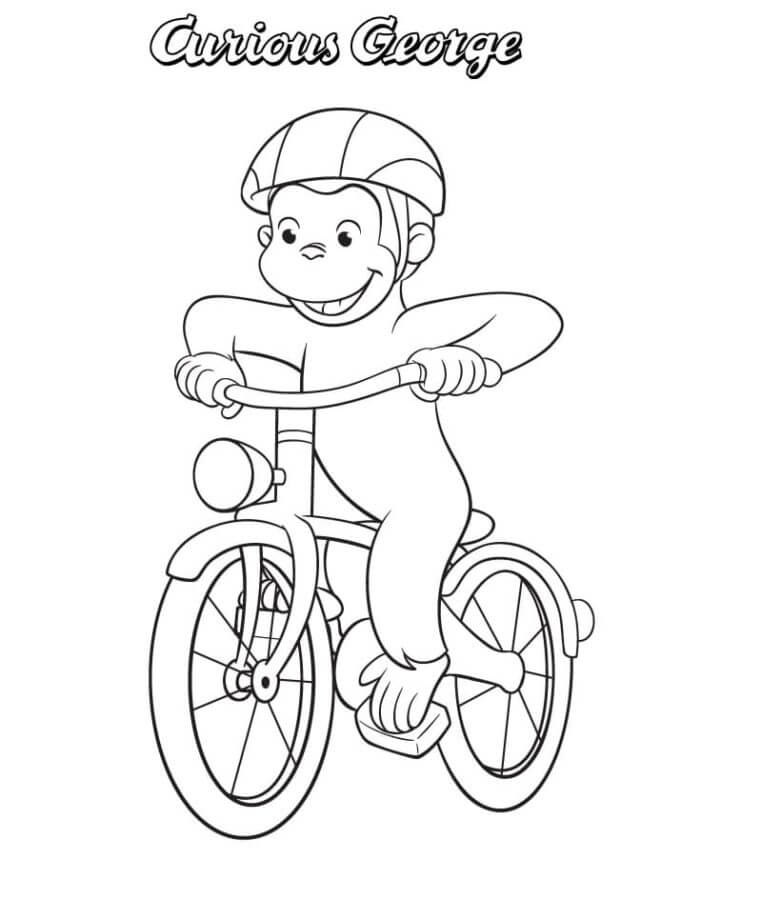 Desenhos de Clever George, O Curioso Em Uma Bicicleta para colorir
