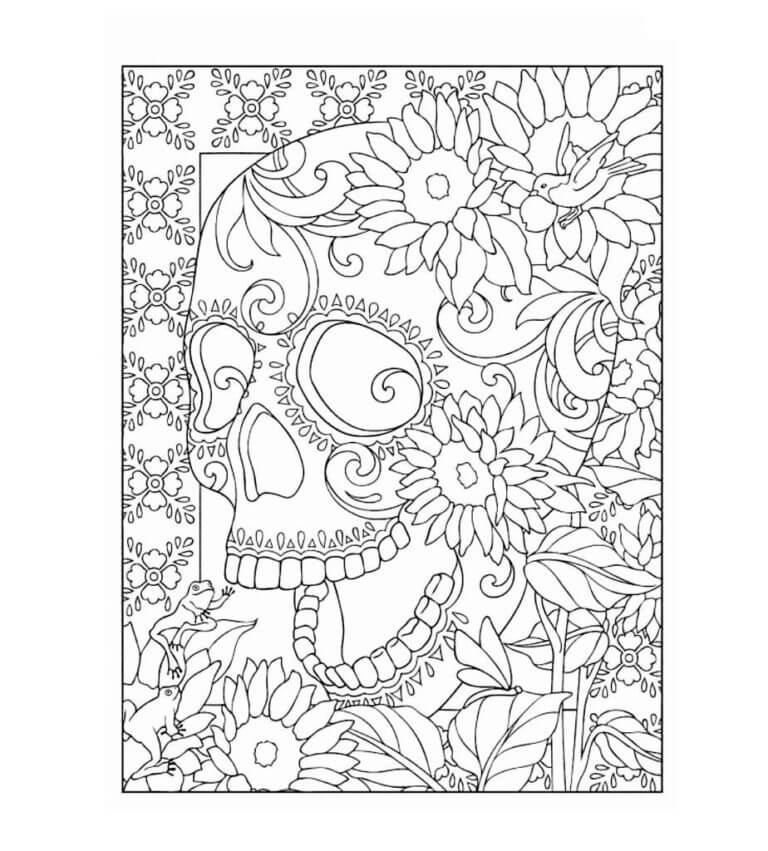 Desenhos de Crânio Engraçado No Dia Dos Mortos para colorir