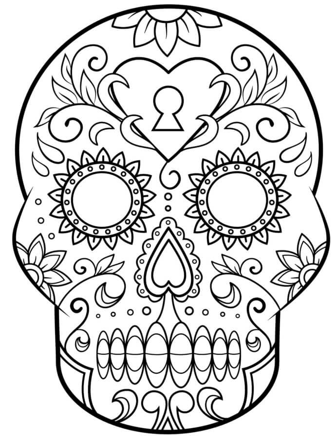 Desenhos de Crânio Perfeito Dia Dos Mortos para colorir