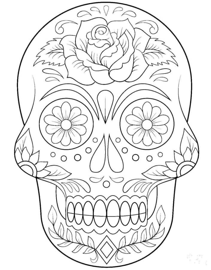 Desenhos de Crânio Pintado Com Flores E Padrões para colorir