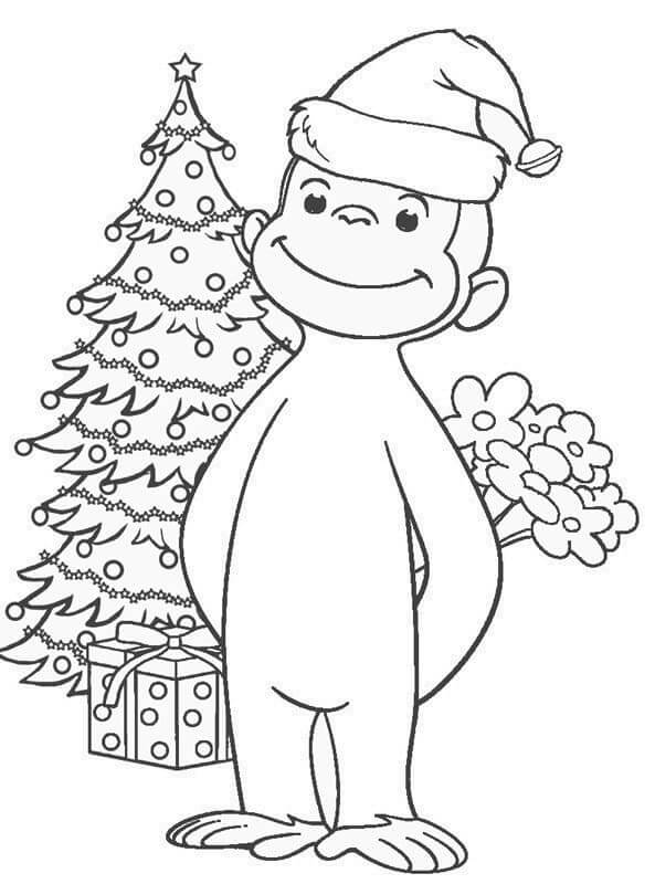 Desenhos de Curious George Celebra O Natal para colorir