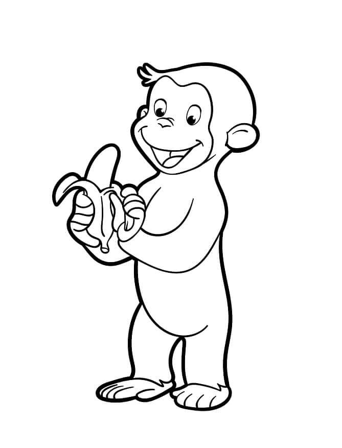 Desenhos de Curious George Segurando Uma Banana para colorir