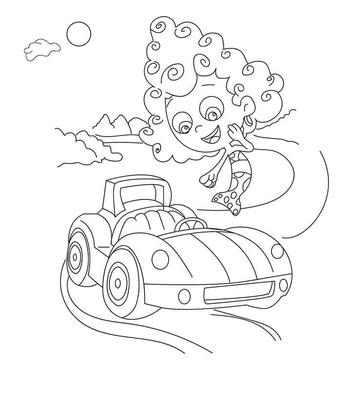 Desenhos de Deema E O Carro De Corrida para colorir