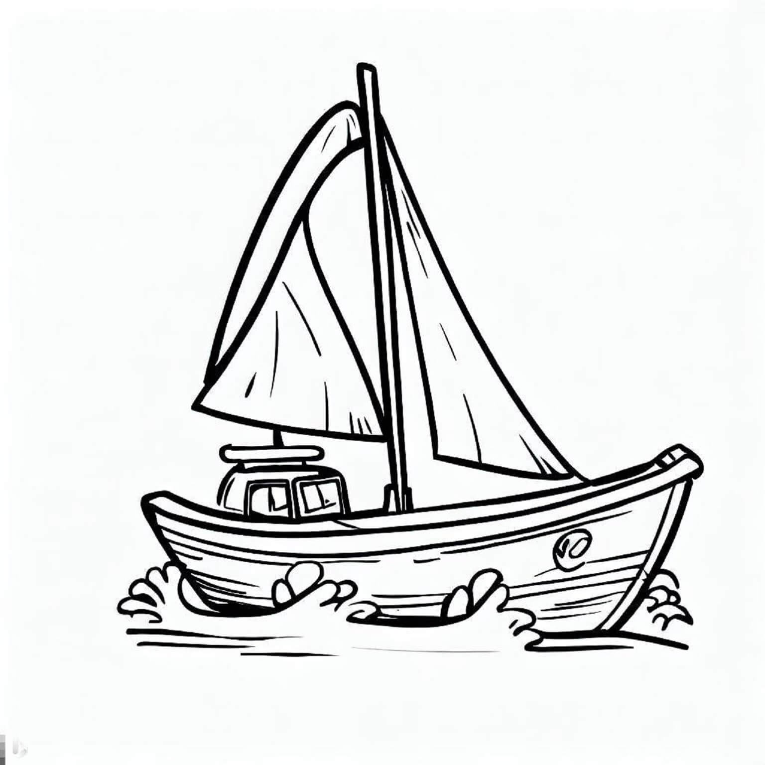 Desenho De Barco Gato para colorir
