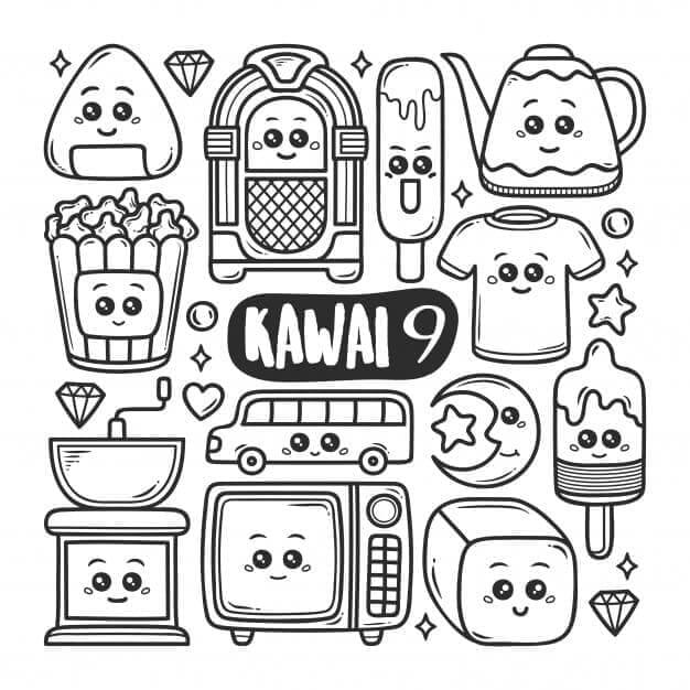 Desenhos Estéticos Kawaii para colorir