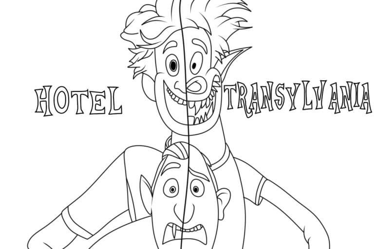 Engraçado Dois Personagens Hotel Transilvânia para colorir