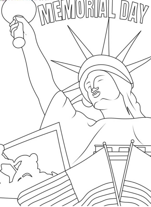 Desenhos de Estátua Da Liberdade No Dia Memorial para colorir