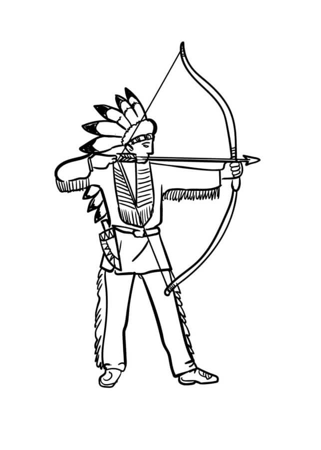 Flecha De Tiro Do Guerreiro Indiano para colorir
