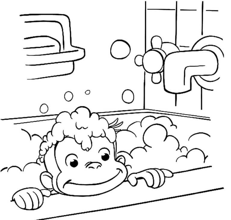 Desenhos de George Está Tomando Um Banho De Espuma para colorir