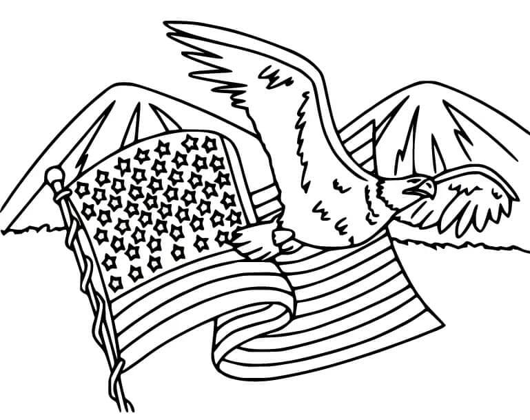 Desenhos de Águia Com Bandeira No Dia Do Memorial para colorir