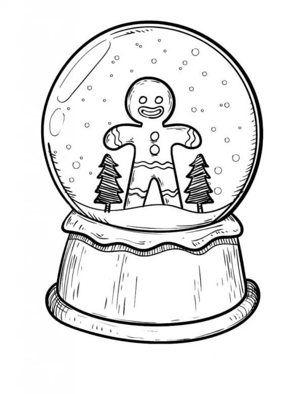 Desenhos de Homem-Biscoito Em Um Globo De Neve para colorir