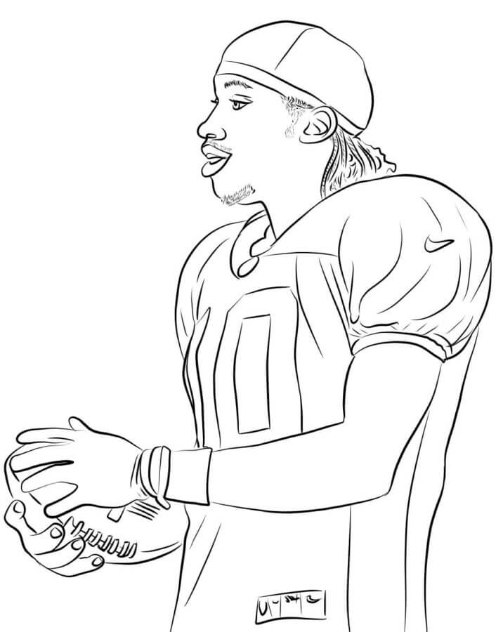 Jogador da NFL Segurando A Bola Em Suas Mãos para colorir